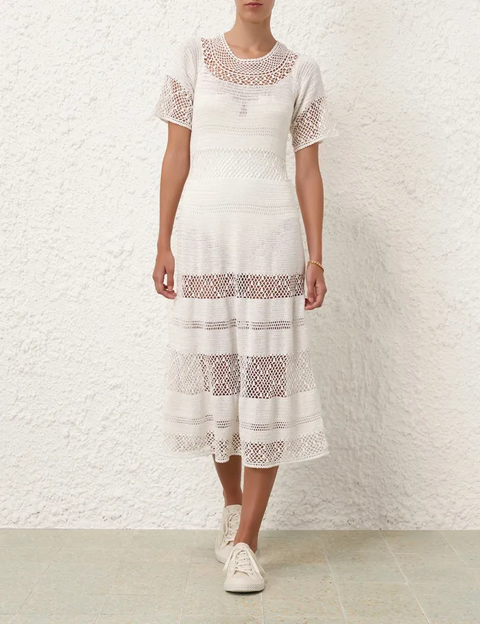 Women Zimmermann Dresses and Coverups Ottie Crochet Dress Ivory