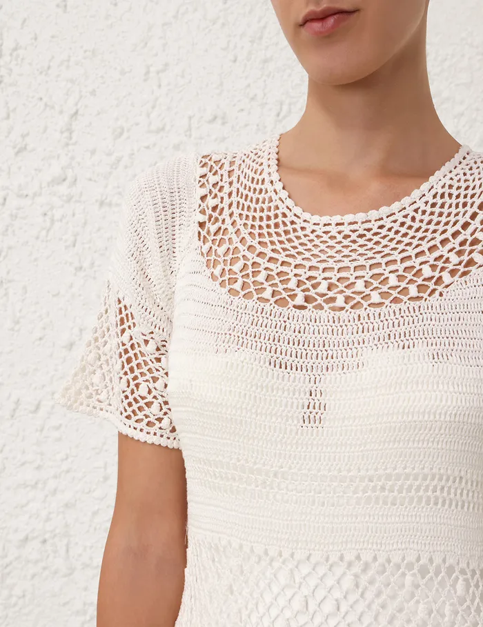 Women Zimmermann Dresses and Coverups Ottie Crochet Dress Ivory