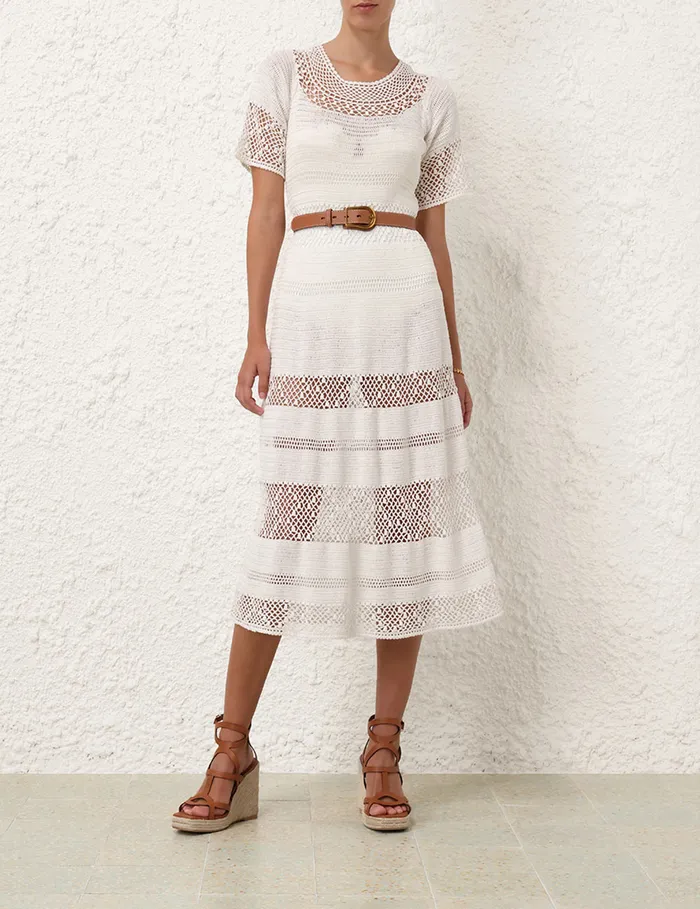 Women Zimmermann Dresses and Coverups Ottie Crochet Dress Ivory