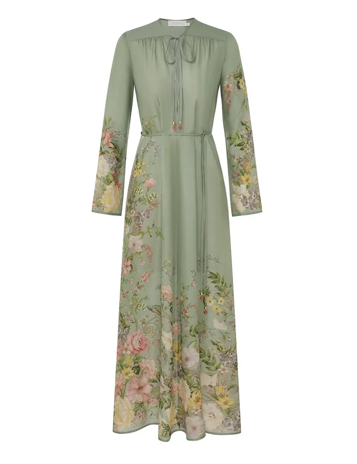 Women Zimmermann Dresses and Coverups Waverly Billow Maxi Dress Sage Floral