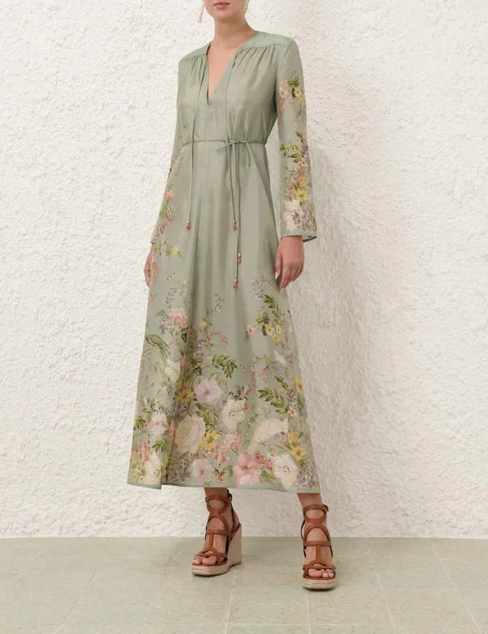 Women Zimmermann Dresses and Coverups Waverly Billow Maxi Dress Sage Floral