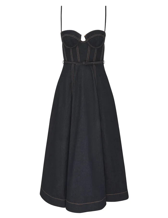 Women Zimmermann Dresses Crush Denim Corset Dress Night Sky