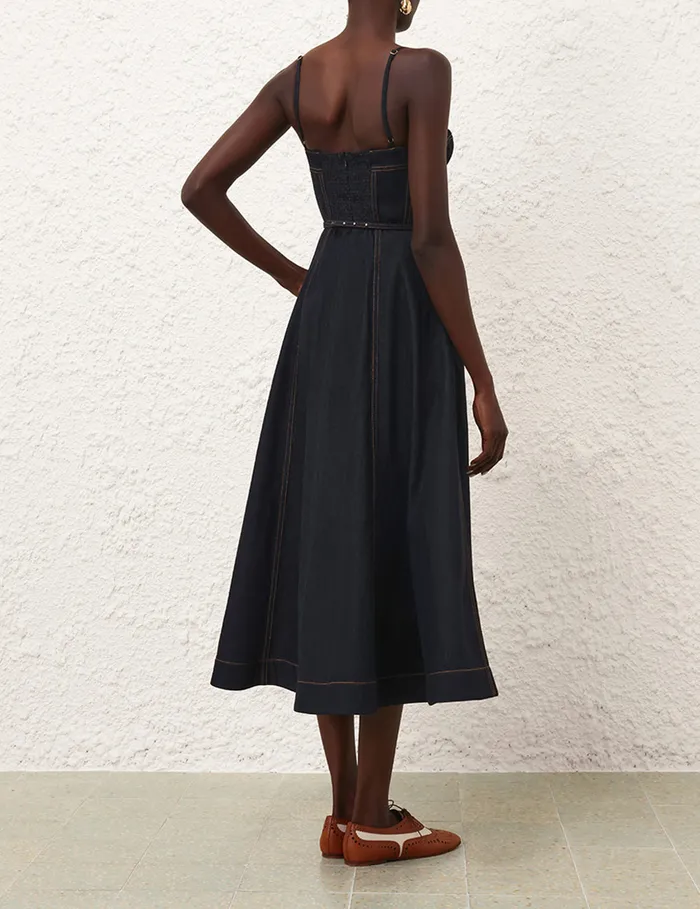 Women Zimmermann Dresses Crush Denim Corset Dress Night Sky