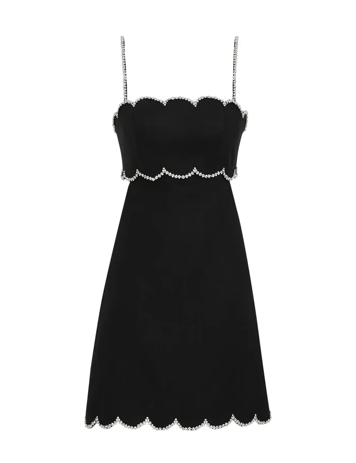 Women Zimmermann Dresses Crush Scalloped Mini Dress Black