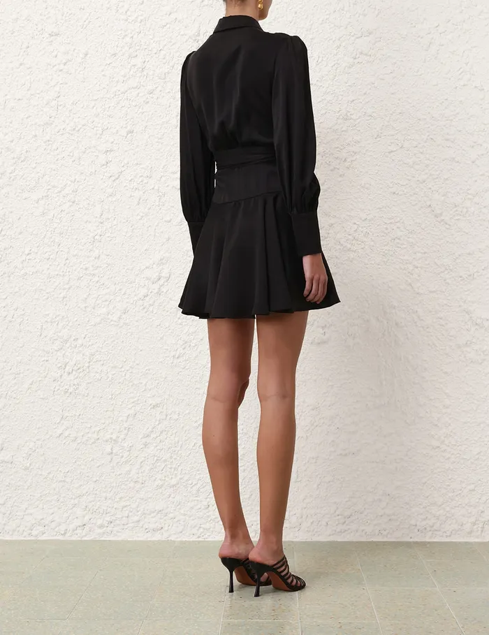 Women Zimmermann Dresses Silk Wrap Mini Dress Black