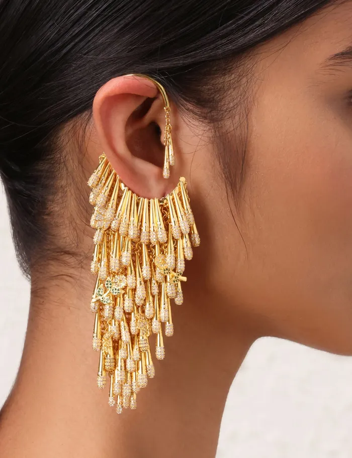 Women Zimmermann Earrings Bloom Ear Cuff Goldgreen