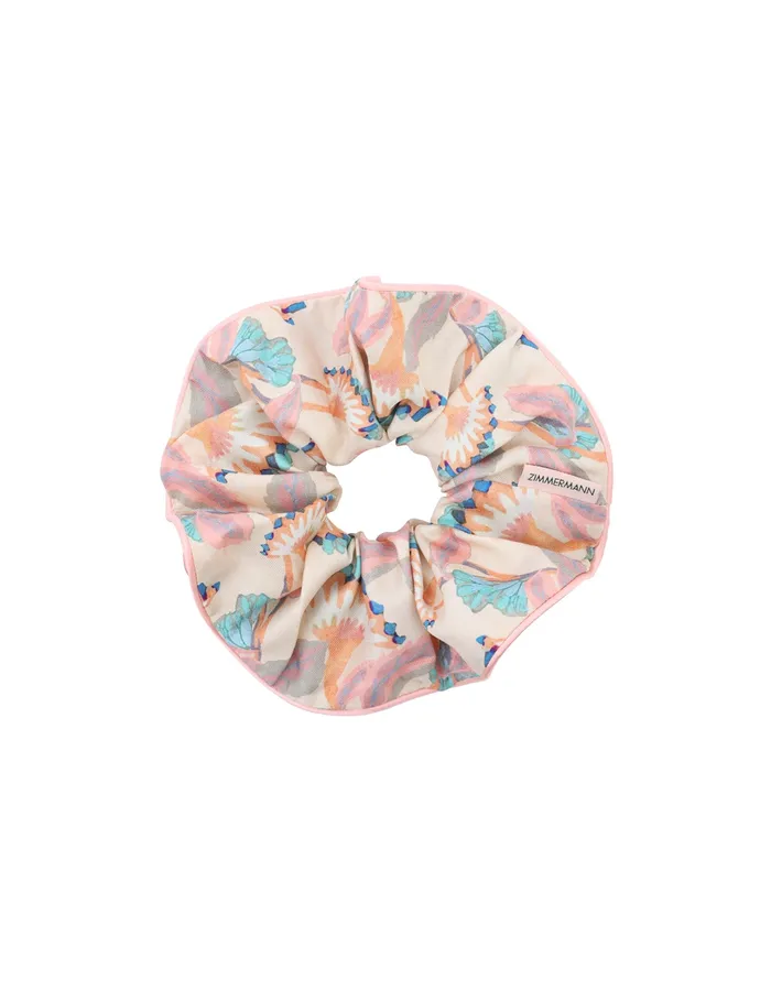 Women Zimmermann Hair Accessories Printed Silk Scrunchie Cactus Blooms Milk