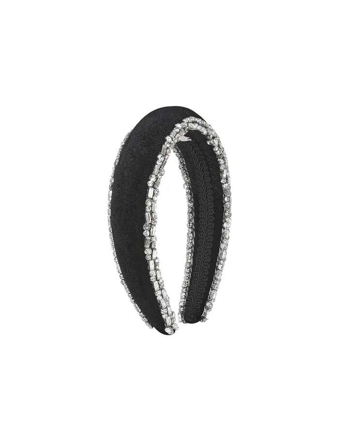 Women Zimmermann Hair Accessories Velvet Rhinestone Headband Black