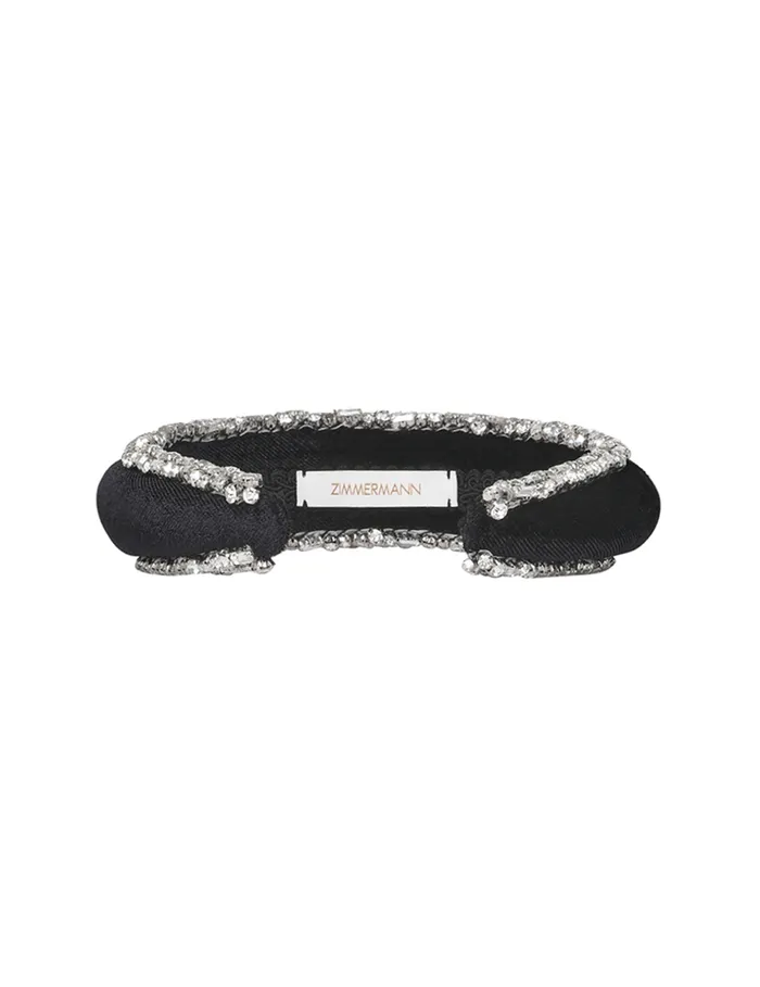 Women Zimmermann Hair Accessories Velvet Rhinestone Headband Black