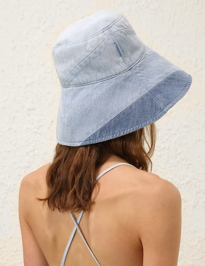 Women Zimmermann Hats Chevron Denim Long Brim Hat Chevron