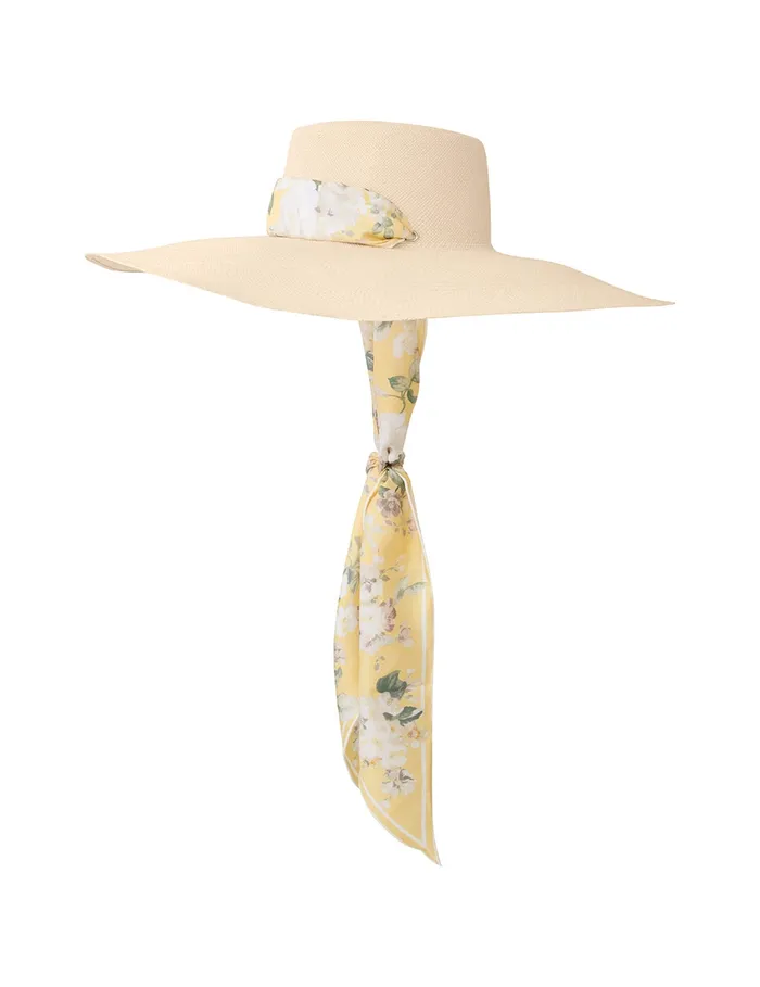 Women Zimmermann Hats Long Brim Straw Sunhat Yellow Floral