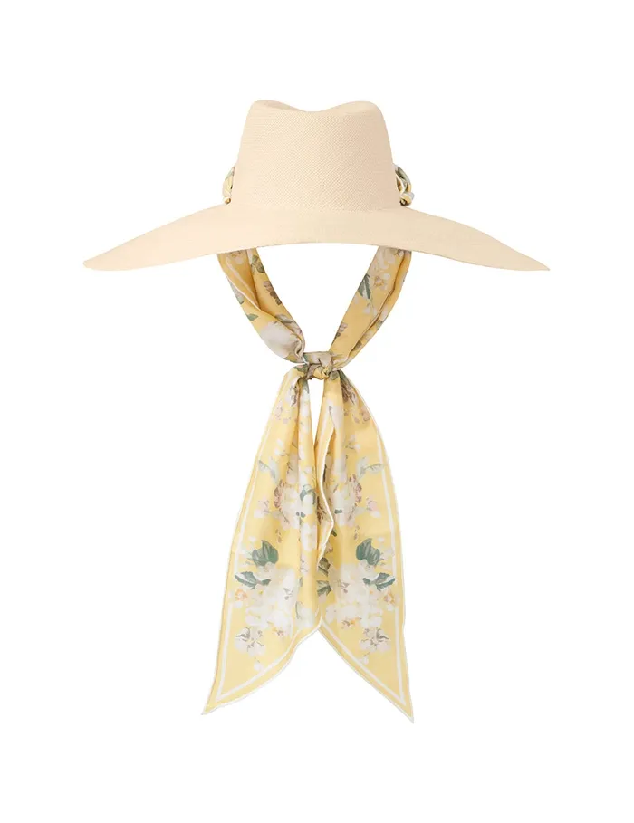 Women Zimmermann Hats Long Brim Straw Sunhat Yellow Floral