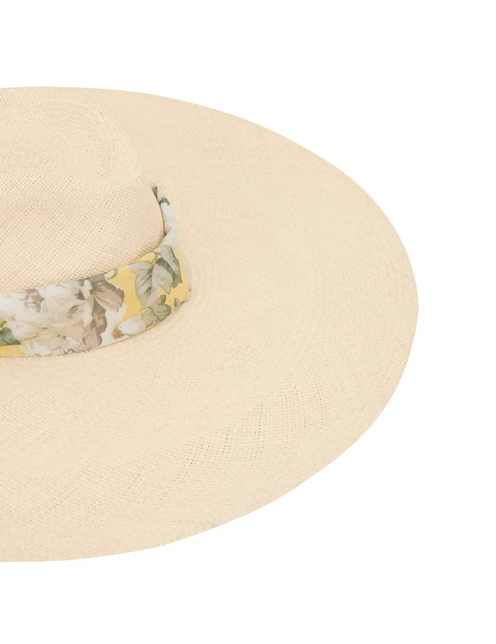 Women Zimmermann Hats Long Brim Straw Sunhat Yellow Floral