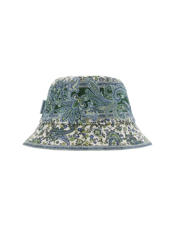 Women Zimmermann Hats Printed Canvas Bucket Hat Green Paisley