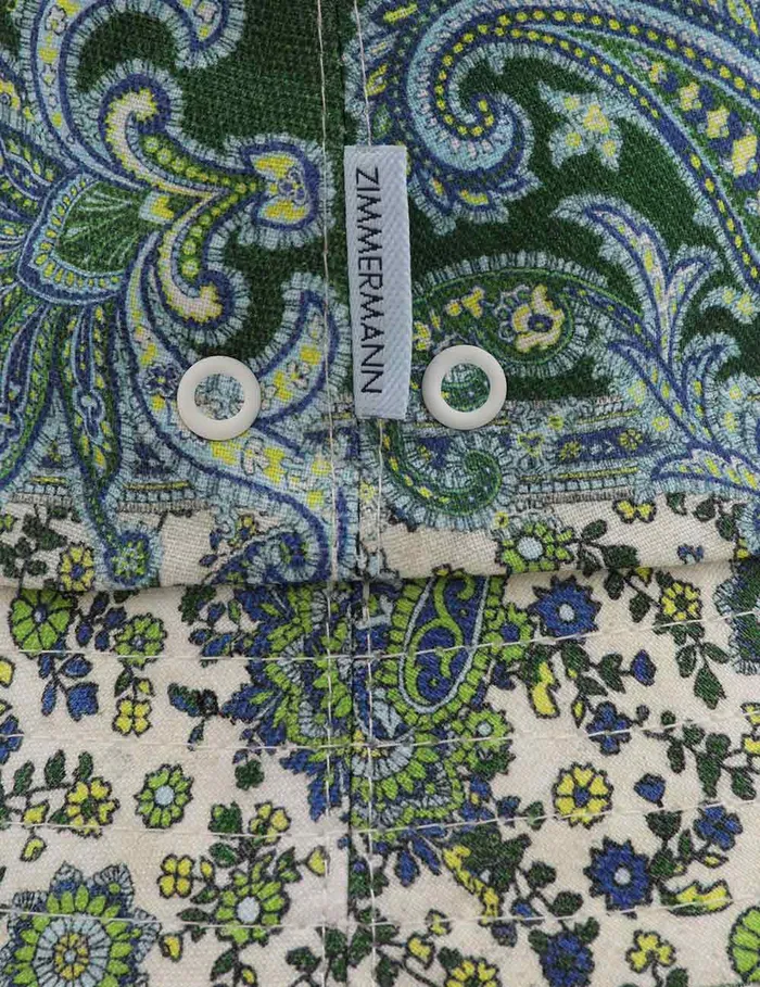 Women Zimmermann Hats Printed Canvas Bucket Hat Green Paisley