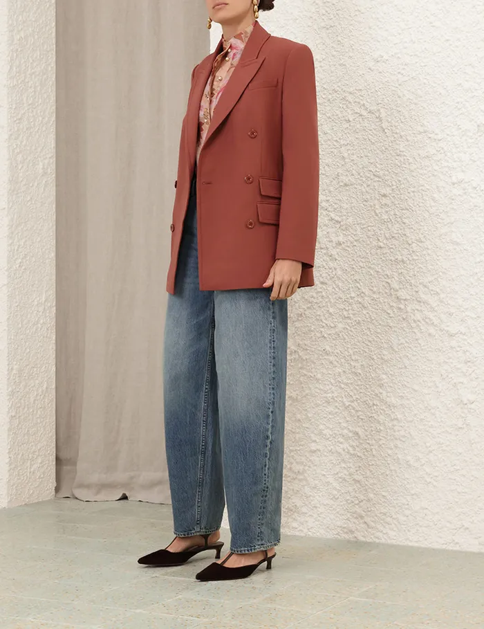 Women Zimmermann Jackets and Coats Illustration Pocket Jacket Lipstick