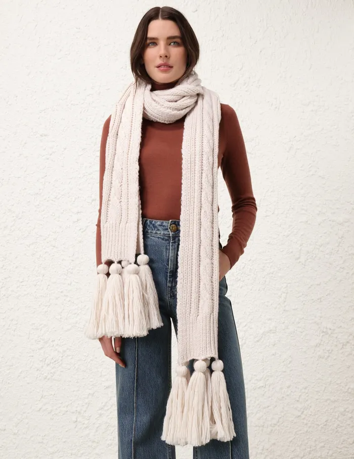 Women Zimmermann Scarves Cable Knit Scarf Cream