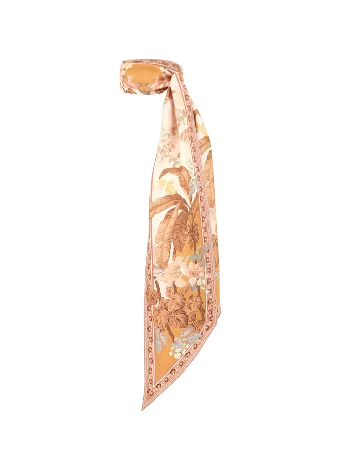 Women Zimmermann Scarves Printed Silk Neckscarf Mustard Floral