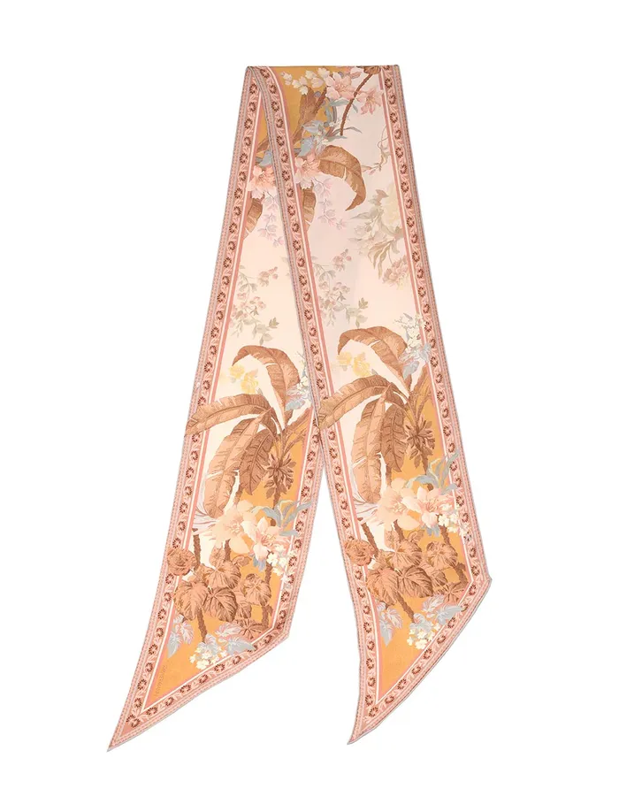 Women Zimmermann Scarves Printed Silk Neckscarf Mustard Floral