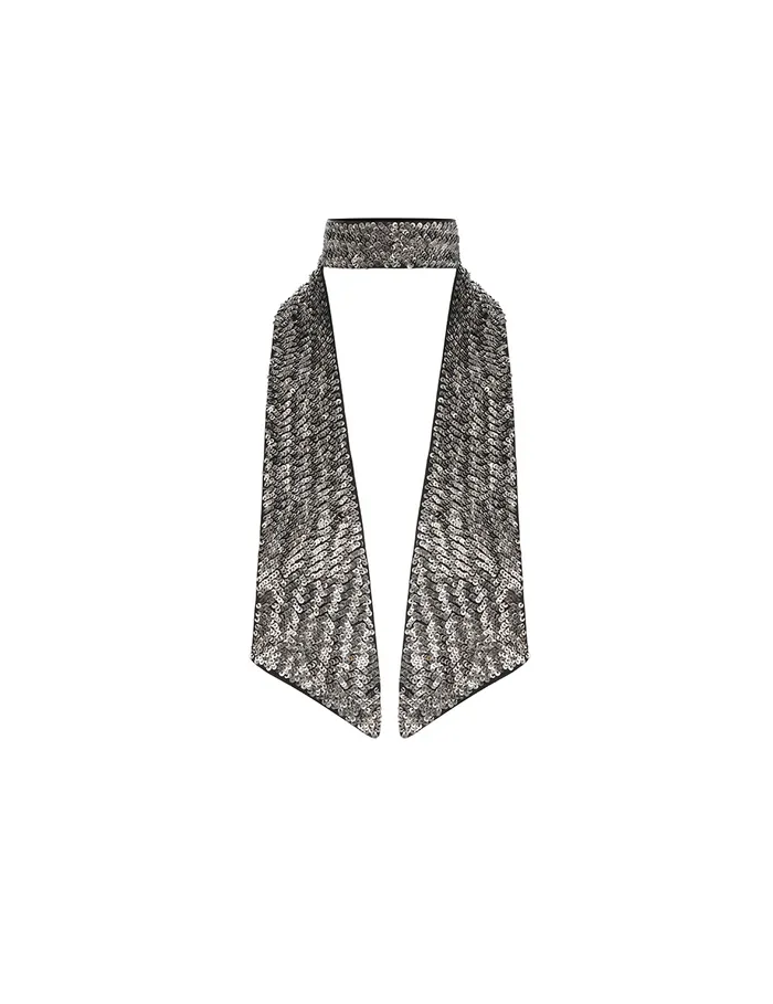 Women Zimmermann Scarves Sequin Neck Scarf Blackantique Silver