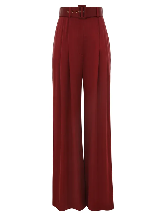 Women Zimmermann Shorts and Pants Silk Tuck Pant Burgundy