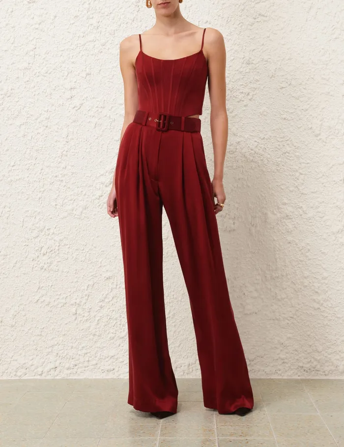 Women Zimmermann Shorts and Pants Silk Tuck Pant Burgundy