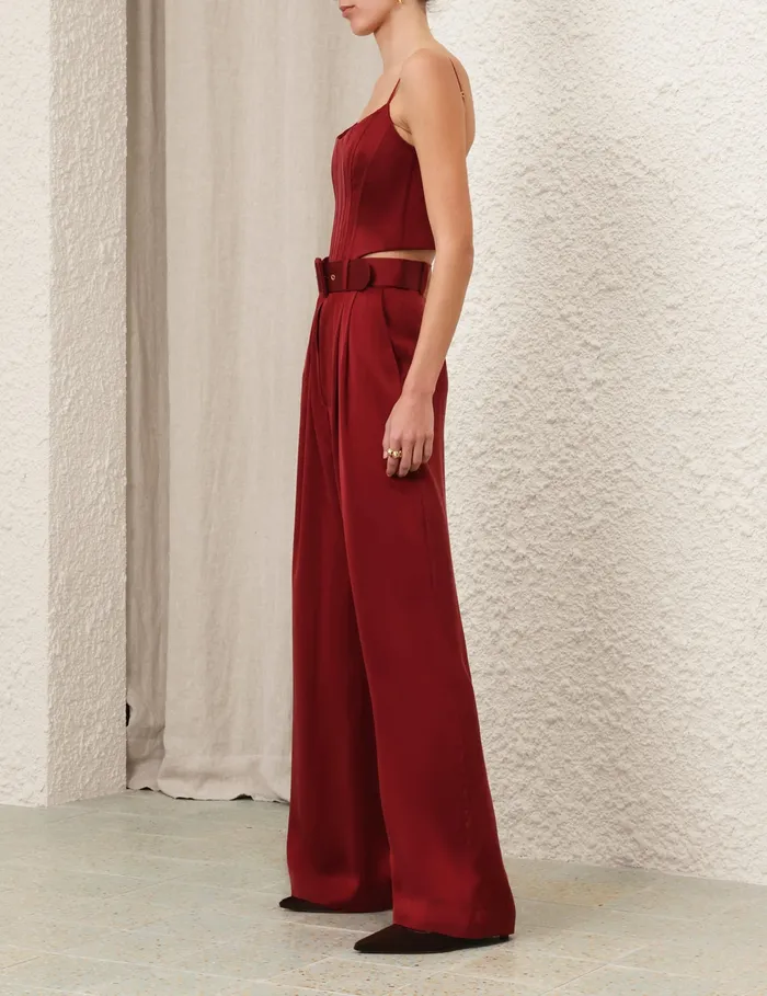 Women Zimmermann Shorts and Pants Silk Tuck Pant Burgundy