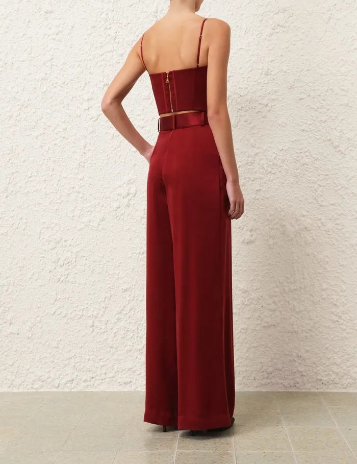 Women Zimmermann Shorts and Pants Silk Tuck Pant Burgundy