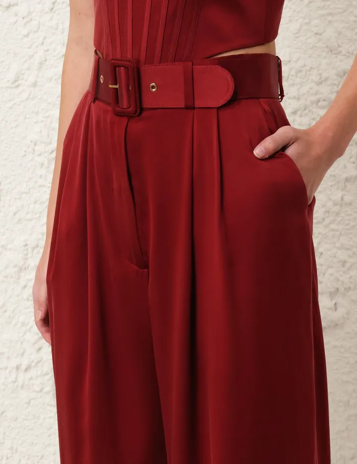 Women Zimmermann Shorts and Pants Silk Tuck Pant Burgundy