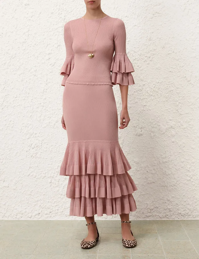 Women Zimmermann Skirts Illustration Tiered Skirt Pink