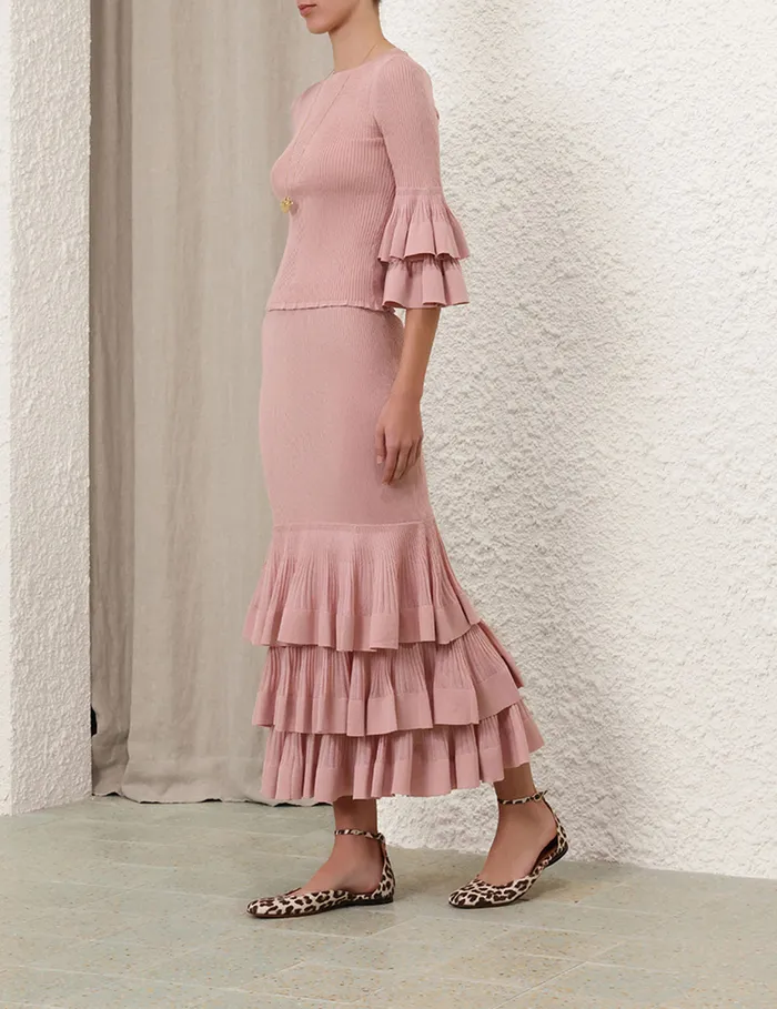 Women Zimmermann Skirts Illustration Tiered Skirt Pink