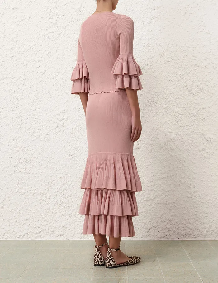 Women Zimmermann Skirts Illustration Tiered Skirt Pink