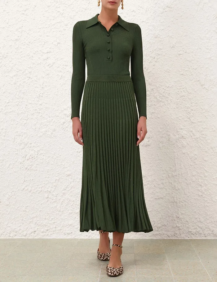 Women Zimmermann Skirts Pleated Midi Skirt Forest