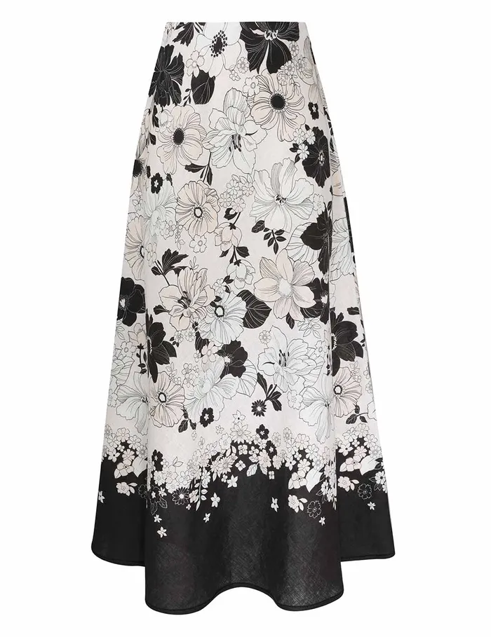 Women Zimmermann Skirts Pop Bias Midi Skirt Ivoryblack Floral