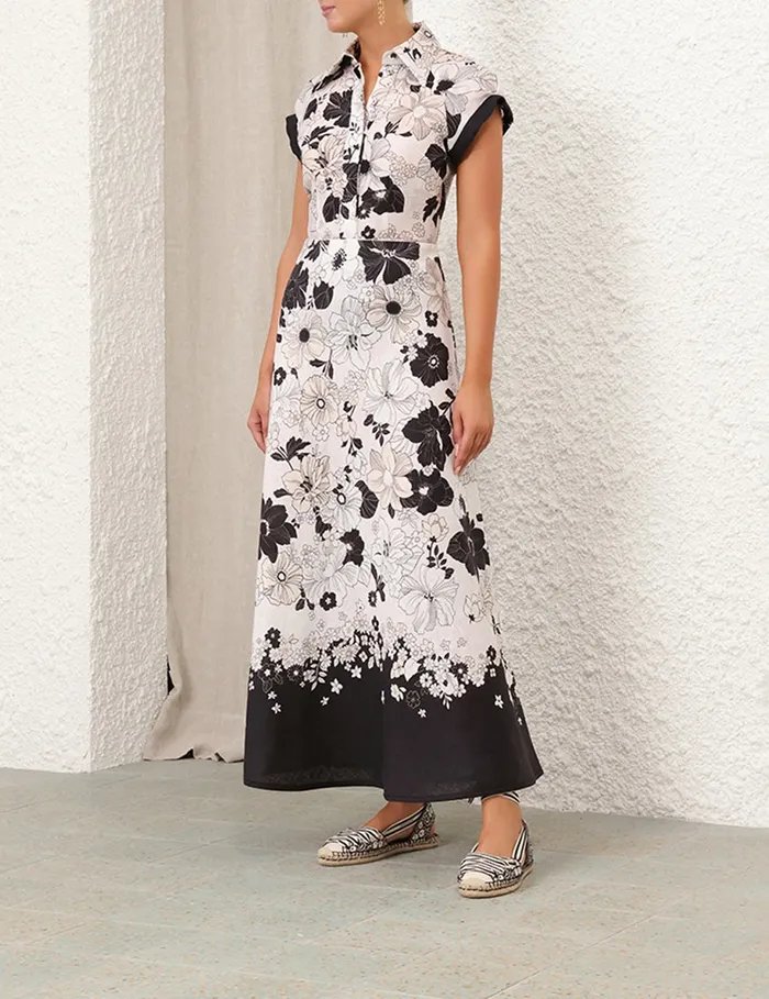 Women Zimmermann Skirts Pop Bias Midi Skirt Ivoryblack Floral