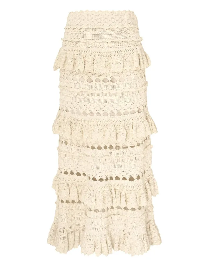 Women Zimmermann Skirts Waverly Crochet Midi Skirt Cream