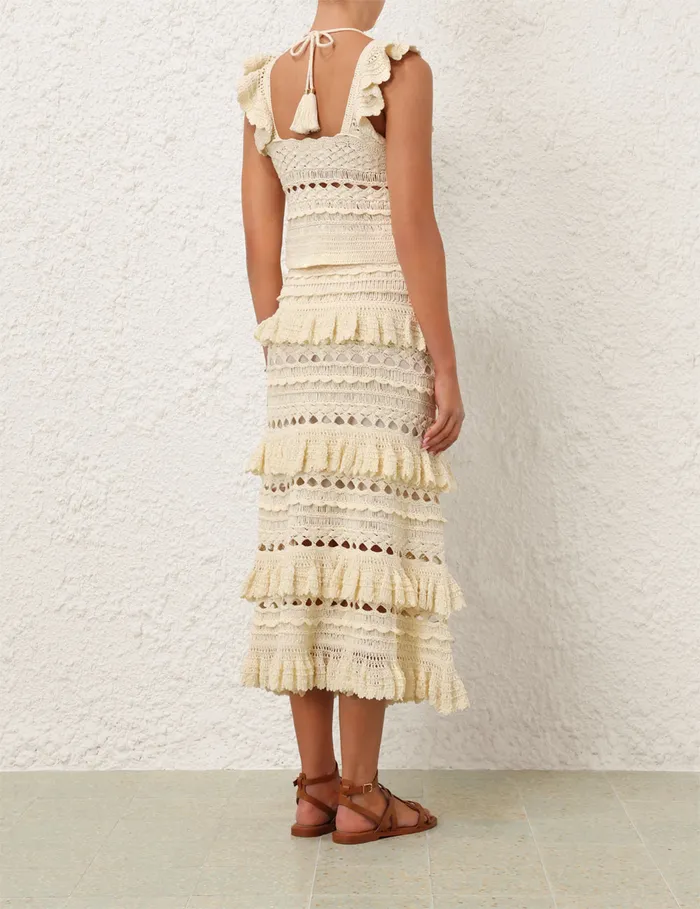 Women Zimmermann Skirts Waverly Crochet Midi Skirt Cream