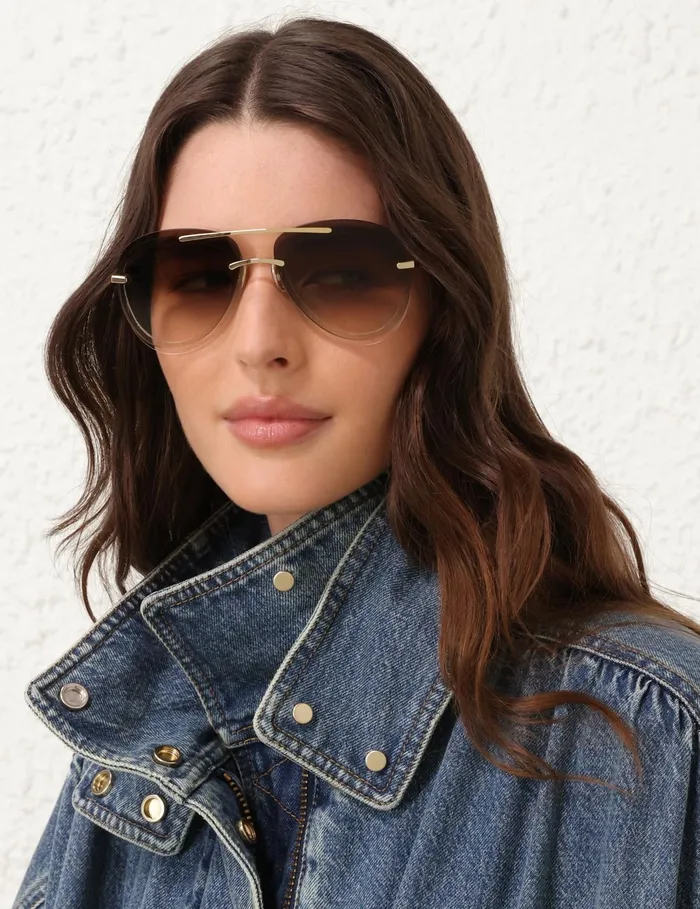 Women Zimmermann Sunglasses Gleam Aviator Caramel