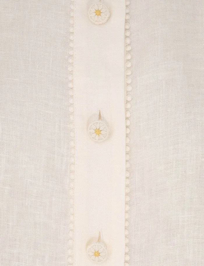 Women Zimmermann Tops Everley Flower Trim Shirt Ivory