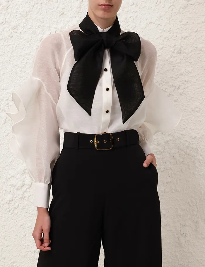 Women Zimmermann Tops Illustration Waterfall Shirt Ivory