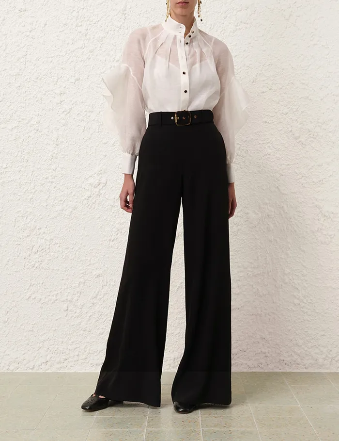 Women Zimmermann Tops Illustration Waterfall Shirt Ivory