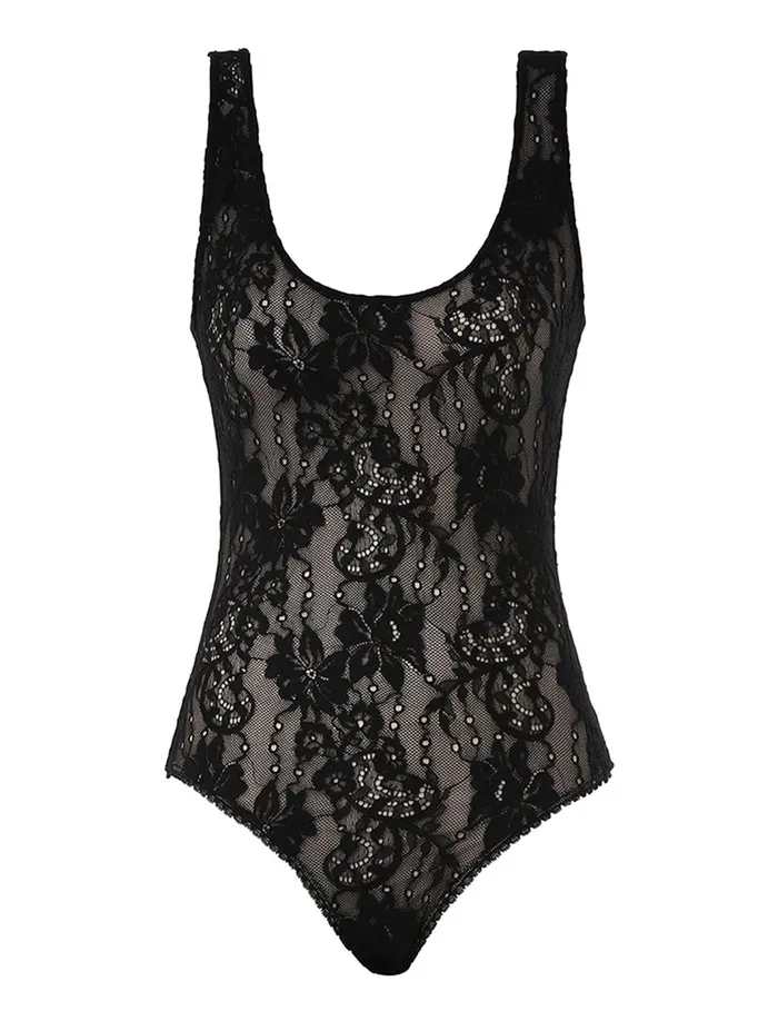 Women Zimmermann Tops Scoop Neck Bodysuit Black
