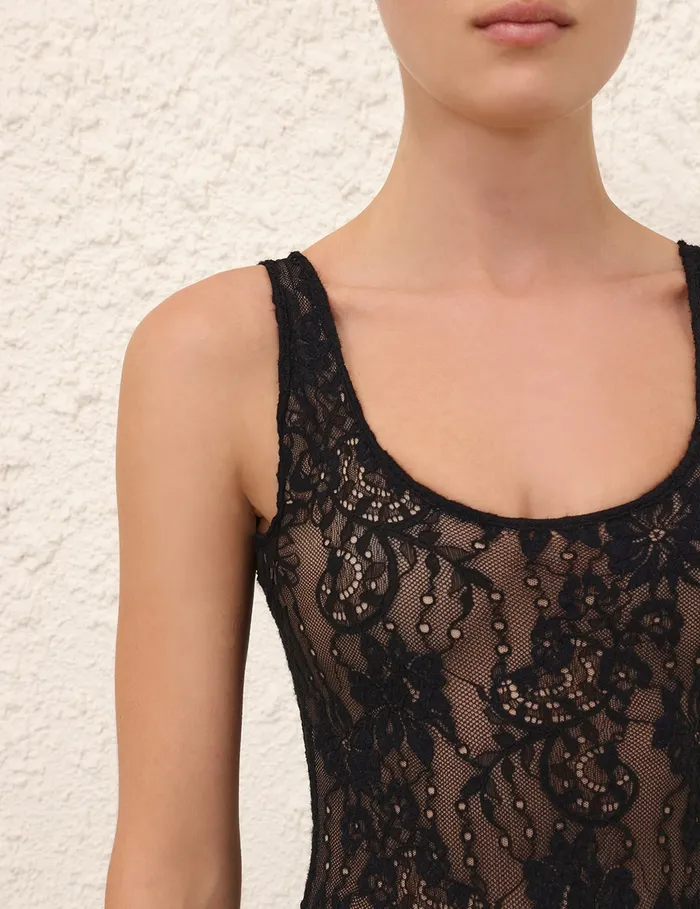 Women Zimmermann Tops Scoop Neck Bodysuit Black