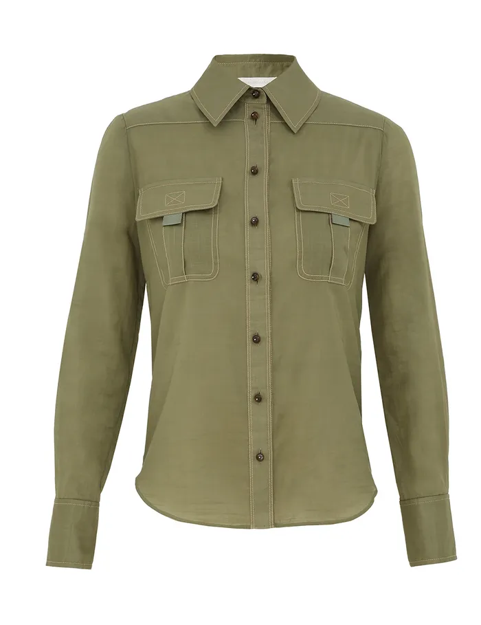 Women Zimmermann Tops Wylie Body Shirt Olive