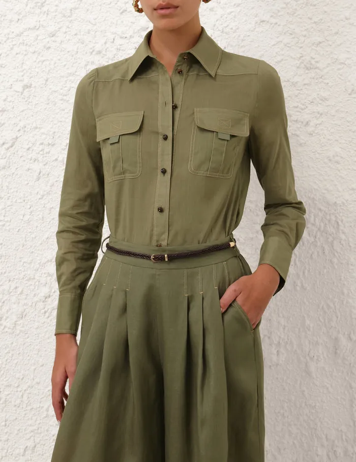 Women Zimmermann Tops Wylie Body Shirt Olive