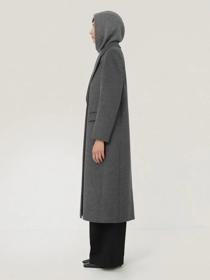 Wool Cashmere Blend Hooded Snood Grey Women Jigsaw Ponchos and Scarves