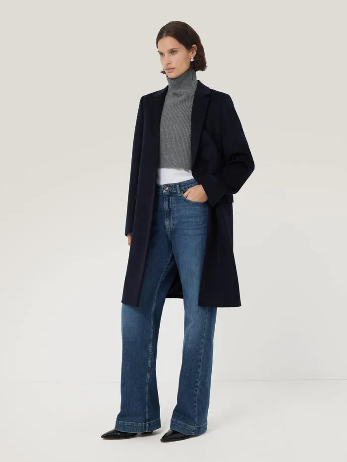 Wool Cashmere Roll Neck Bib Grey Women Jigsaw Knitwear and Cashmere