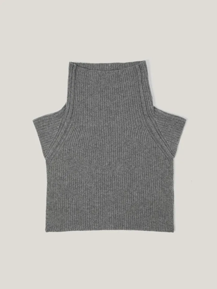 Wool Cashmere Roll Neck Bib Grey Women Jigsaw Knitwear and Cashmere