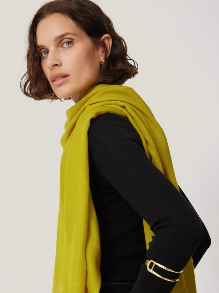 Wool Silk Pashmina Mustard Women Jigsaw Ponchos and Scarves