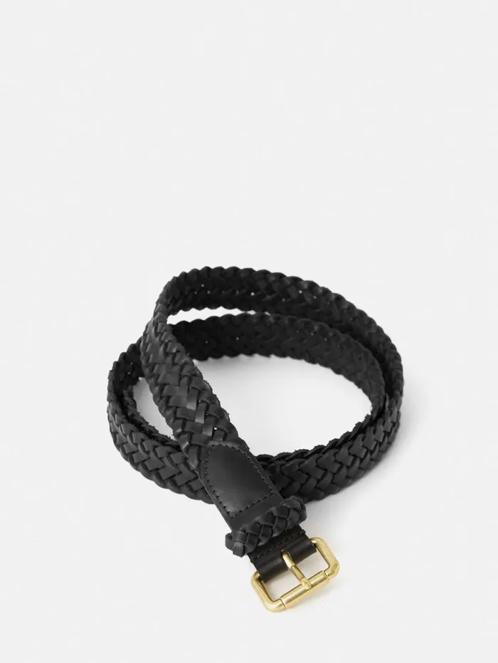 Woven Leather Belt Black Women Jigsaw Belts
